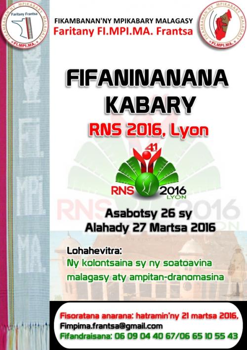 Fifaninanana Kabary RNS 2016 - Lyon 26 Mars 2016